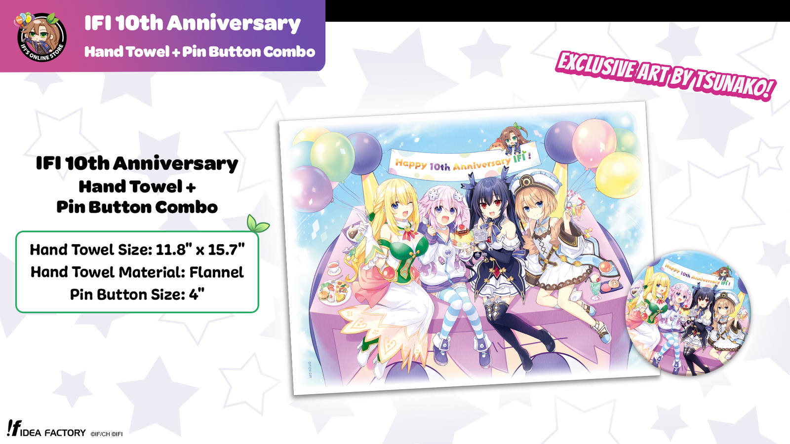 IFI 10th Anniversary Hand Towel + Pin Button Combo