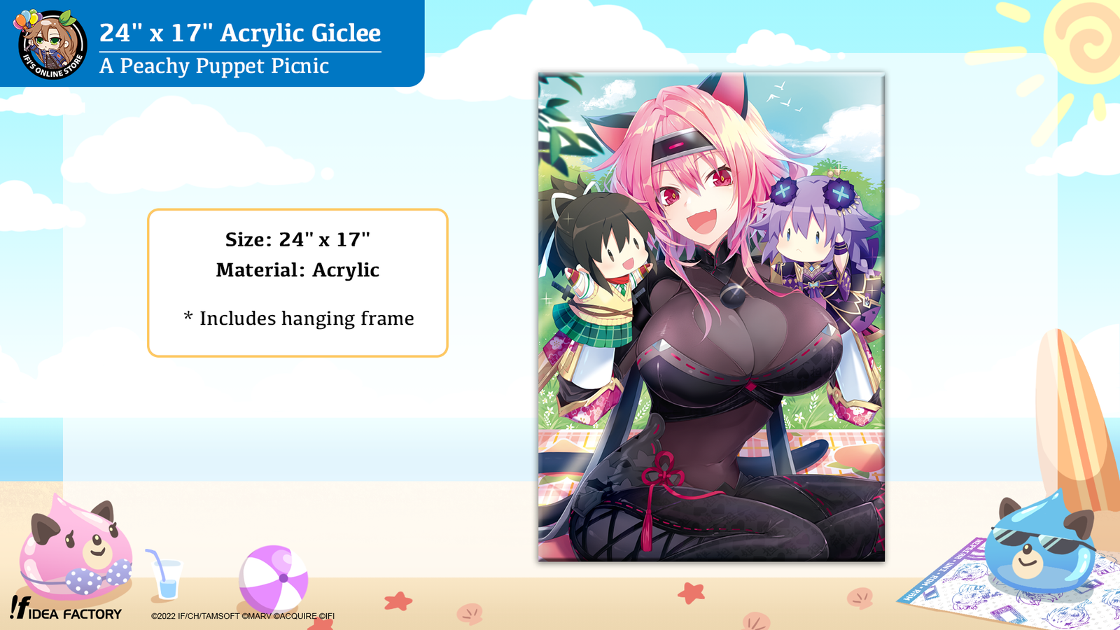 24" x 17" Acrylic Giclee - A Peachy Puppet Picnic